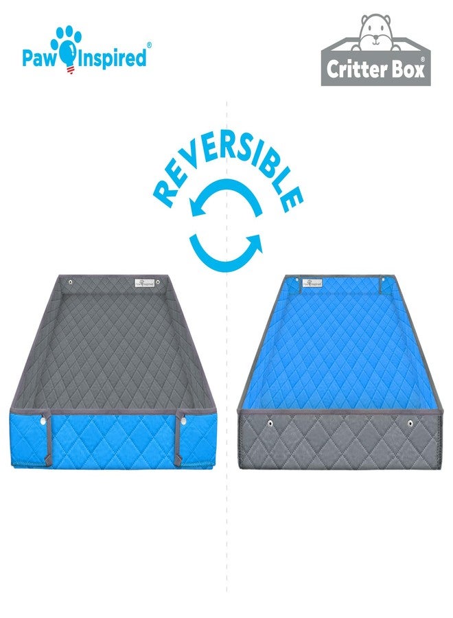 Paw Inspired Critter Box Washable Cage Liner, Reversible Fleece Bedding with Raised Sides for Ferrets, Guinea Pigs, Rats, Chinchillas, and Other Small Animals (Critter Nation/Ferret Nation, Gray/Blue) - Image 5